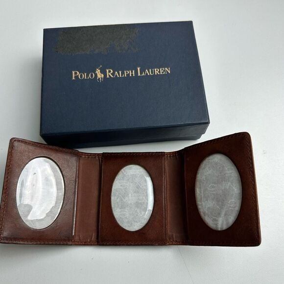 Polo Ralph Lauren Travel Photo Frame Italian Vacchetta Leather Chestnut New